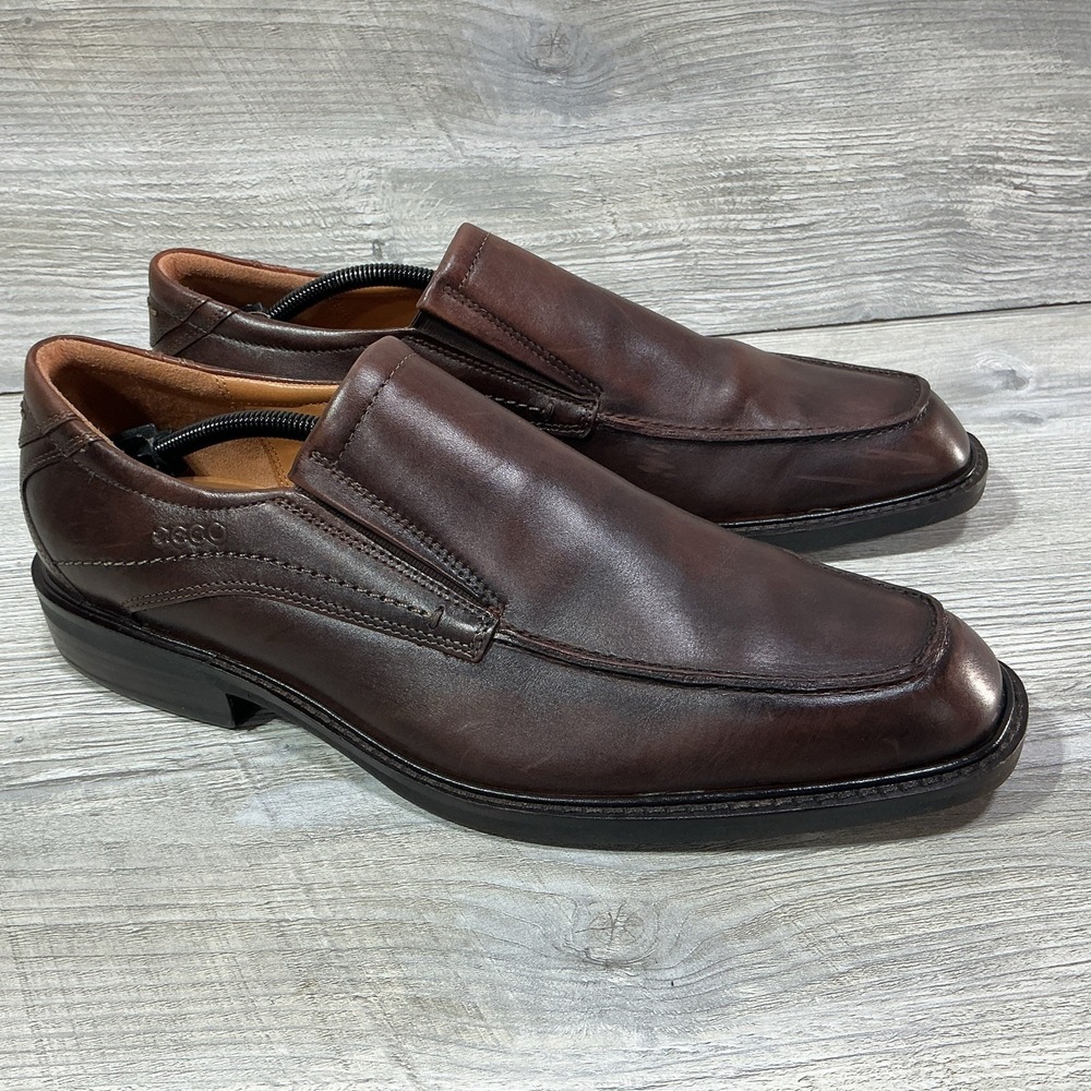 ECCO Men's Windsor Slip-On Brown Leather Shoes EU 45 11.5 Comfort Casual Loafers